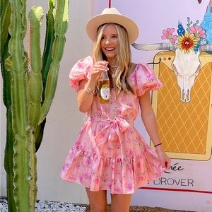 Love Shack Fancy Pink Floral Mini Dress